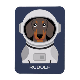 Dachshund Astronaut with Name Magnet