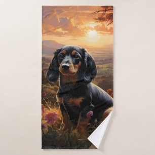 Dachshund At Dusk Bath Towel