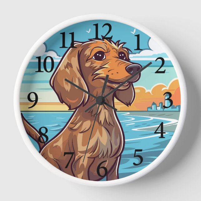 Dachshund at the beach clock (Front)