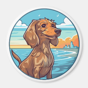 Dachshund at the beach magnet