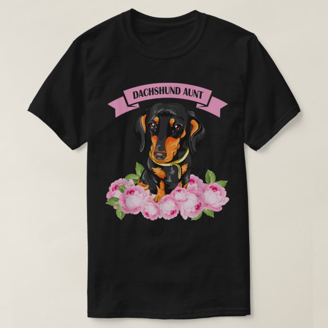Dachshund Aunt Wiener Doxie Lover Owner Floral Wom T-Shirt (Design Front)