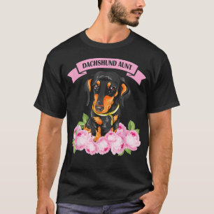 Dachshund Aunt Wiener Doxie Lover Owner Floral Wom T-Shirt