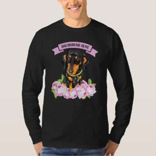 Dachshund Aunt Wiener Doxie Owner Floral Women Gir T-Shirt