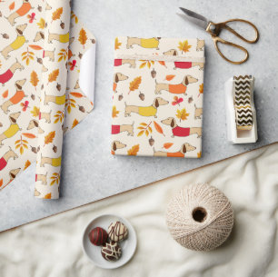 Dachshund Autumn Fall Season Wrapping Paper