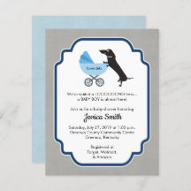 Dachshund Baby Shower Boy Invitation