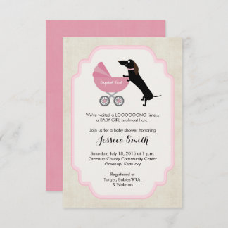 Dachshund Baby Shower Girl Invitation