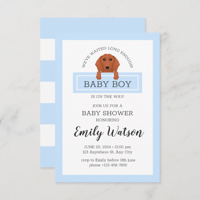 Dachshund Baby Shower Invitation (Front/Back)