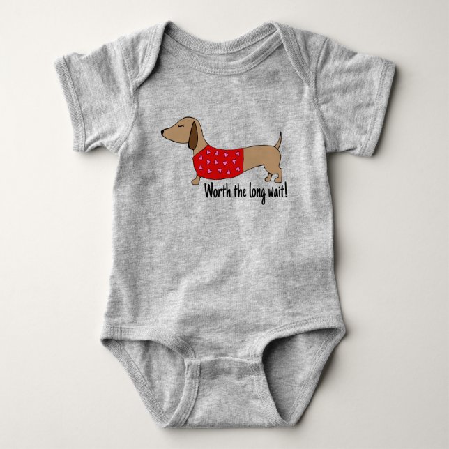 Dachshund Baby Worth the Long Wait Outfit Baby Bod Baby Bodysuit (Front)