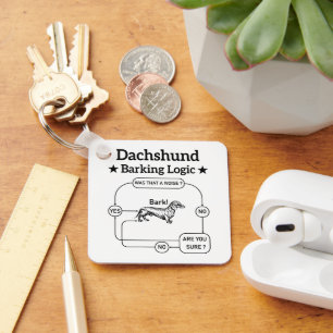 Dachshund Barking Logic Funny Weiner Dog Sarcastic Key Ring