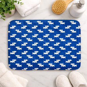 Dachshund Bath Mat Blue Doxie Rug Bathroom Mat