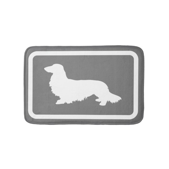 Dachshund Bath Mat Grey Doxie Bathroom Rug (Front)