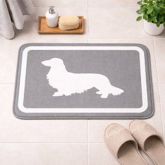 Dachshund Bath Mat Grey Doxie Bathroom Rug
