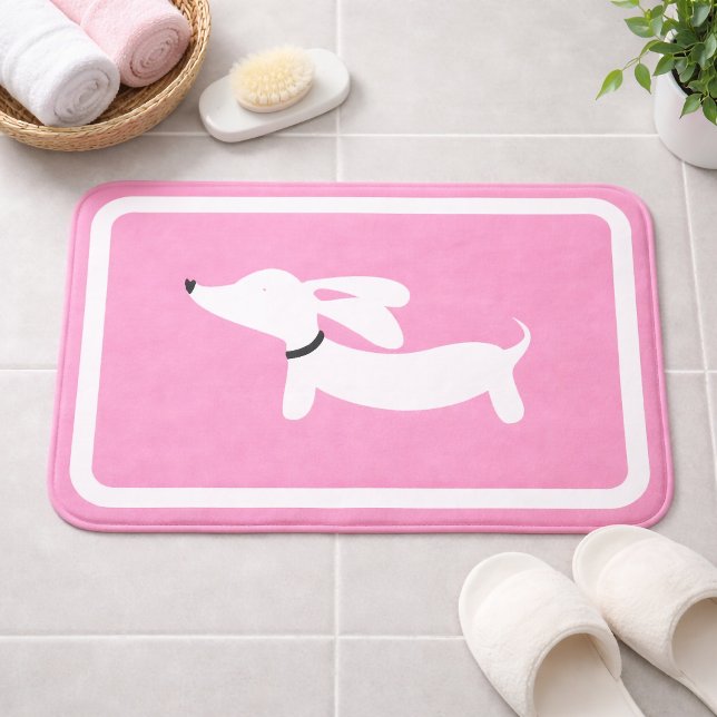 Dachshund Bath Mat Pink Doxie Bathroom Rug (Dachshund Bath Mat Pink Doxie Bathroom Rug)