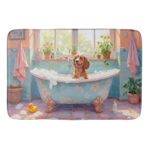 Dachshund Bath Time Cute Bathroom Decor Mat