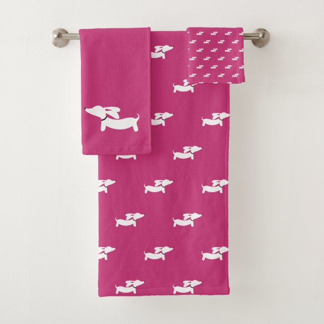 Dachshund Bathroom Towel Set | 3 Piece Doxie Bath (Insitu)