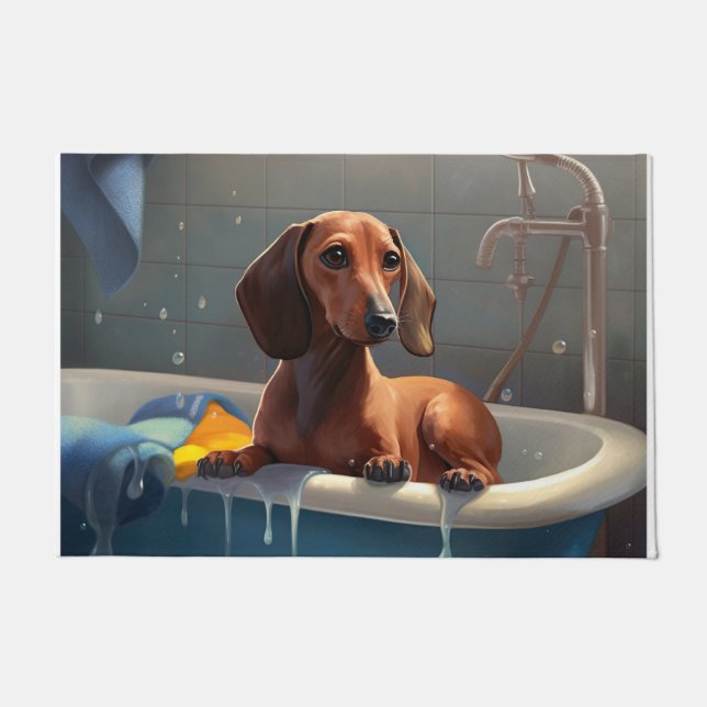 Dachshund Bathtime Fun  Doormat (Front)