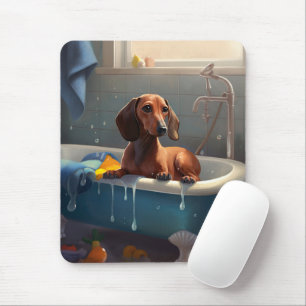 Dachshund Bathtime Fun Mouse Pad