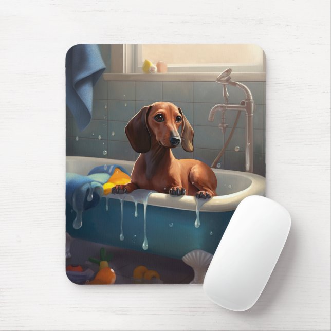Dachshund Bathtime Fun  Mouse Pad (With Mouse)