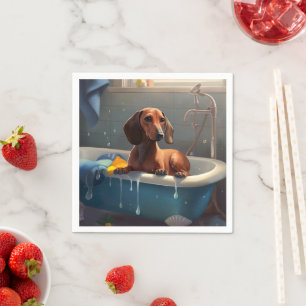 Dachshund Bathtime Fun Napkin