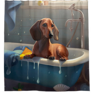 Dachshund Bathtime Fun  Shower Curtain