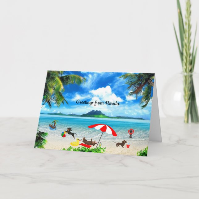 Dachshund Beach Greeting Card Any Occasion (Front)
