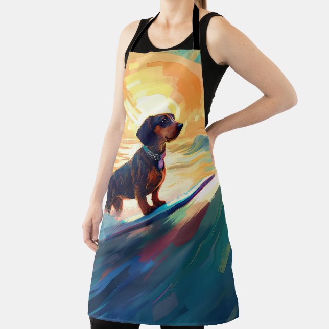 Dachshund Beach Surfing Painting Apron (Insitu)