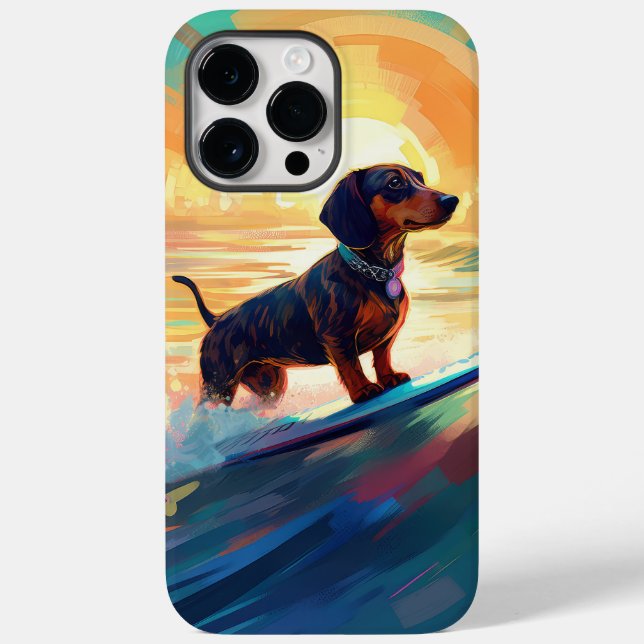 Dachshund Beach Surfing Painting Case-Mate iPhone Case (Back)