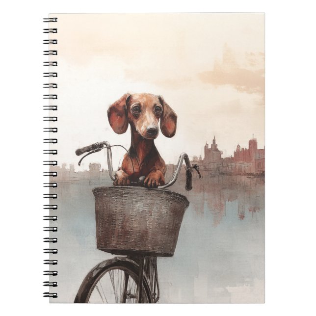 Dachshund Bicycle Ride Spiral Notebook (Front)