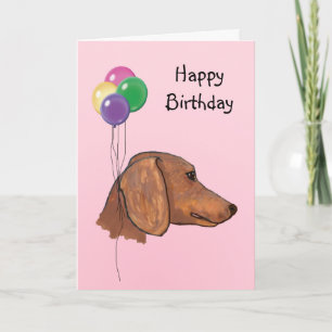 Dachshund, Birthday Balloons Card