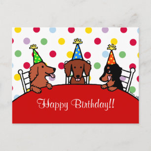 Dachshund Birthday Cartoon Postcard