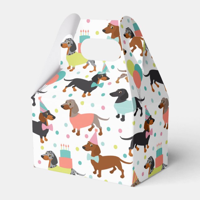 Dachshund Birthday Favour Box (Front Side)