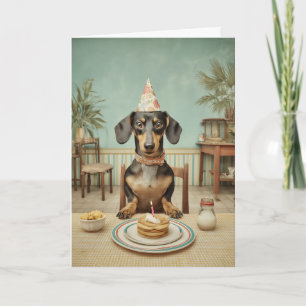 Dachshund Birthday Pancake Party Card