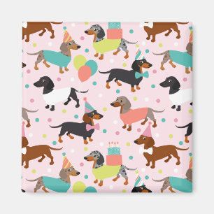 Dachshund Birthday Party Celebration Magnet