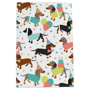 Dachshund Birthday Party Celebration Medium Gift Bag