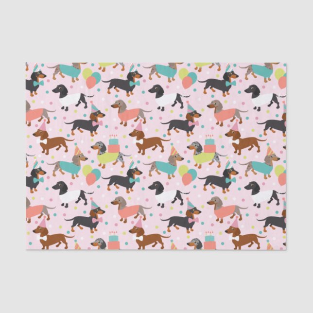 Dachshund Birthday Tissue Paper (Front)