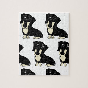 dachshund black and cream cartoon jigsaw puzzle