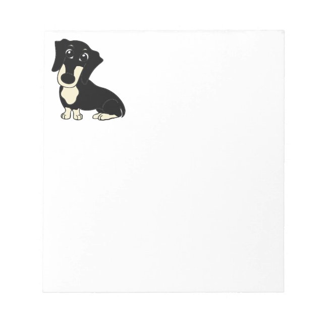 dachshund black and cream cartoon notepad (Front)