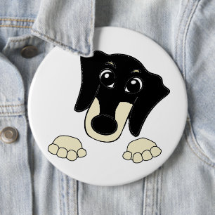 Dachshund black and cream peeking cartoon 6 cm round badge