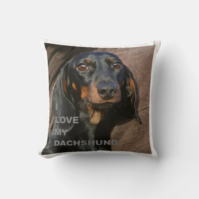 dachshund-black and tan love w pic cushion (Front)