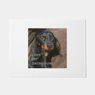 dachshund-black and tan love w pic doormat