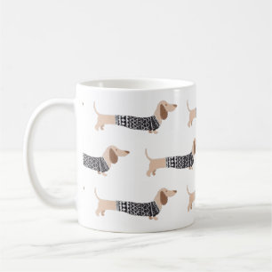 Dachshund Black Christmas Sweater Pattern Funny Coffee Mug