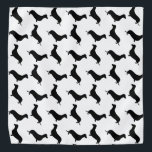 Dachshund Black Silhouette on White or Any Colour Bandana<br><div class="desc">Dachshund Black Silhouette on White or Any Colour Black outlined silhouettes on white or any colour background of the short-legged Dachshund,  beloved by its owners for its feisty and clever temperament. Bred to ferret out badgers and other ground burrowers,  the tiny dog is not short on personality</div>
