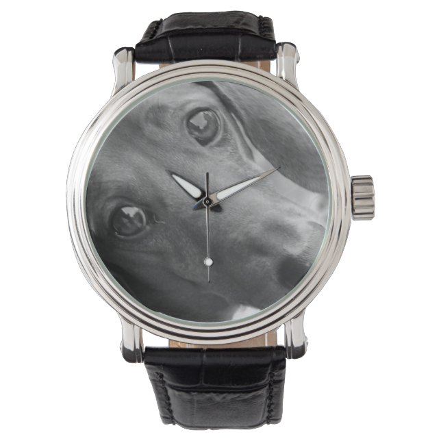 Dachshund Black & White Dog Lover's Watch (Front)