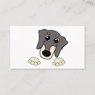dachshund blue and cream peeking cartoon business card