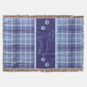 Dachshund Blues Plaid Throw Blanket