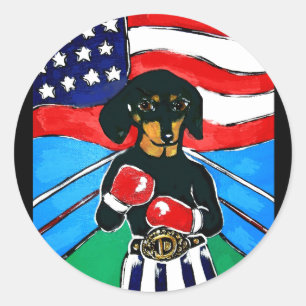 Dachshund Boxer Classic Round Sticker