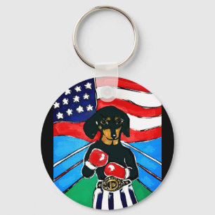 Dachshund Boxer Key Ring
