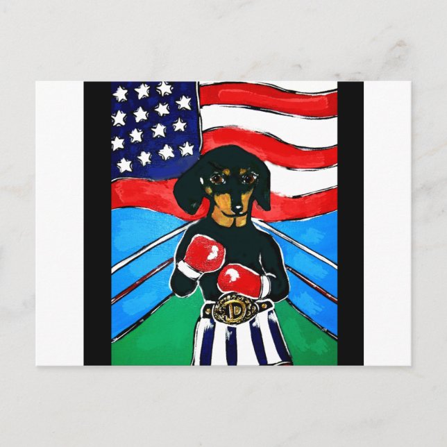 Dachshund Boxer Postcard (Front)