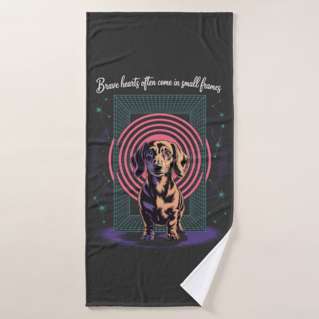 Dachshund Brave Hearts Often Come In Small Frames Bath Towel (Bath Towel)