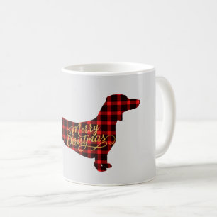 Dachshund Buffalo Plaid Christmas Coffee Mug